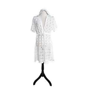 Dotti white crochet lace cover up dress XL women's
